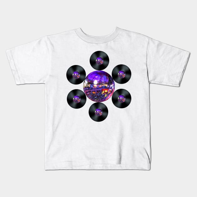 Disco Record Flower Kids T-Shirt by Art by Deborah Camp